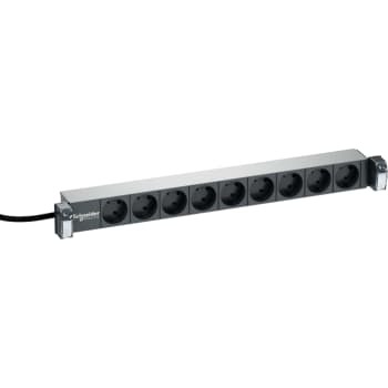 Lauritz Knudsen Actassi Powerpanel 9-Stik M/J 1HE M/Afbryder Koksgrå