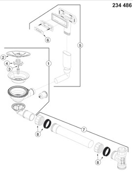 BLANCO Afløb SUBLINE 160-U 1×3,5ogapos;ogapos; UXI