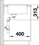 Køkkenvask BLANCO SUBLINE 400-F antracit UXI 42.7x42.7 cm