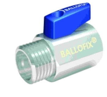 Broen Ballofix Kuglehane Muffe/Nippel forkromet 1/2′ med blåt håndtag