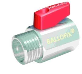 Broen Ballofix Kuglehane Muffe/Nippel forkromet 1/2' med rødt håndtag