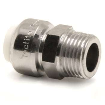 Tectite overgangsnippel 15 mm x 3/8" krom