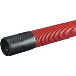 Evopipes 50/42 mm PEH-kabelrør m/muffe, korrugeret/glat, 6 m, rød (6 mtr)