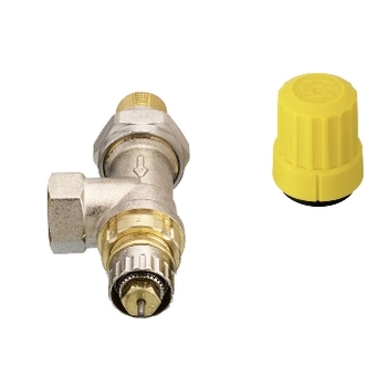 Danfoss RA-UR radiatorventil med forindstilling 3/8' omvendt vinkelløbende. 2 strengs