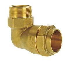 Isiflo 32 mm x 1.1/4 vinkel 90° med nippel, messing, PN16