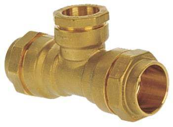 Isiflo 32 x 25 x 32 mm tee, reduceret, messing, PN16