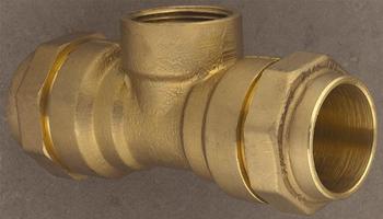 Isiflo 32 mm x 1 tee med muffe, messing, PN16