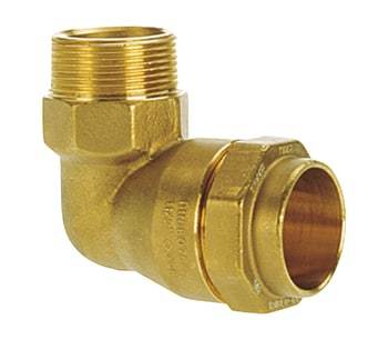 Isiflo 40 mm x 1.1/2 vinkel 90 ° med nippel, messing, PN16