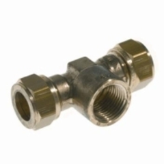Tee 22- 3/4 -22 MM Med muffe Kompressions Fittings