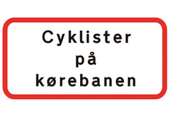 Undertavle, cyklister på kørebanen