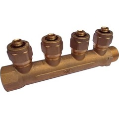 Fordelerrør 3/4' med fast muffe - 4 afgreninger 15 mm