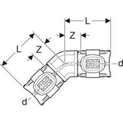 Geb bøjning 45Â° 63mm ppsu sort