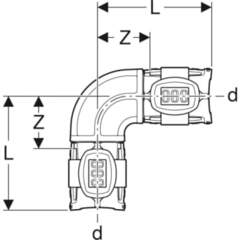 Vinkel FlowFit 90gr PPSU ø16mm