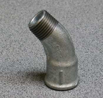 +GF+ lang bøjning 45° galvaniseret 2'' muffe-nippel