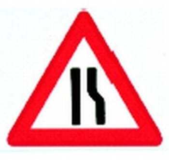 7: Advarselstavle, indsnævret højre kørebane