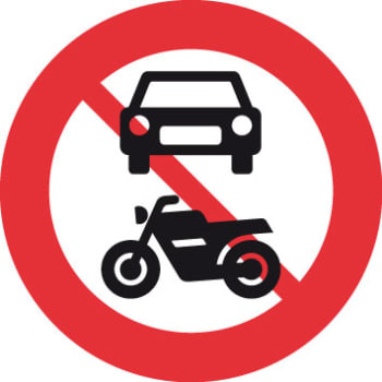Forbudstavle, motorkørsel forbudt