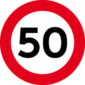 Forbudstavle, hastighedsbegrænsning - 50 km