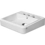 Duravit Onto vask 52 cm med 3 hanehuller, kantet, wg