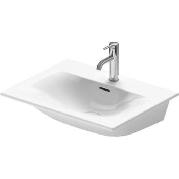 Duravit Viu vask 63x49cm med hanehul og hvid push-open bundventil
