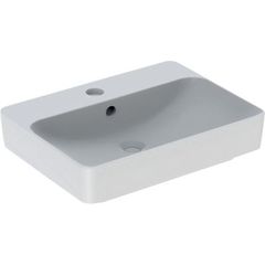 Geberit VariForm Lay-on håndvask firkantet m/hanehul & overløb 60x45 cm, med KeraTect