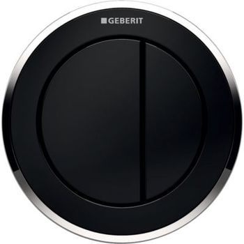 GEBERIT tryk Omega10 til dobbelt skyl, pneumatisk, Indbygget betjening. Sort, blankforkromet