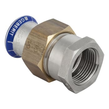 Mapress Rustfrit, 22 mm x ??1" union med overgang og flad pakning, presmuffe/muffe (Rp) - Geberit
