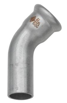 Turbopress 54 mm TURBO Inox bøjning 45G. muffe/nippel