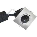 Nordtronic Downlight Uni Install GU10 firkantet, børstet alu