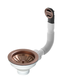 SKANITEK Afløbssæt UX med rund overløb kobber