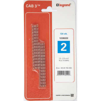 Legrand CAB3 Ledningsmærke 1,5-2,5 mm ² mærket: 2 (120 stk)