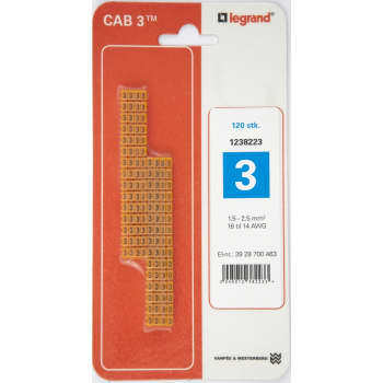 Legrand CAB3 Ledningsmærke 1,5-2,5 mm ² mærket: 3 (120 stk)