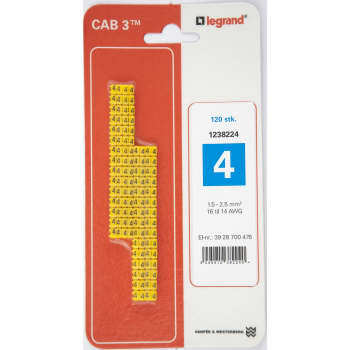 Legrand CAB3 Ledningsmærke 1,5-2,5 mm 2 mærket: 4 (120 stk)