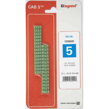 Legrand CAB3 Ledningsmærke 1,5-2,5 mm ² mærket: 5 (120 stk)