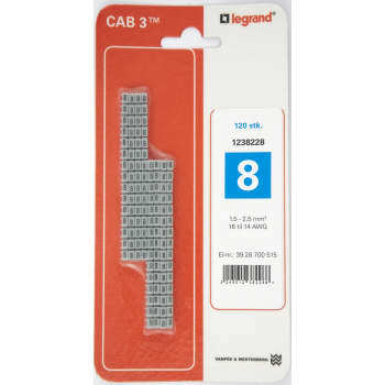 Legrand CAB3 Ledningsmærke 1,5-2,5 mm ² mærket: 8 (120 stk)