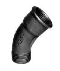 +GF+ 3/4 Sort bøjning 45° muffe/nippel