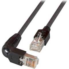 EFB Patchkabel UTP Kat.5e 1,0M, RJ45 lige - RJ45 vinkel, sort