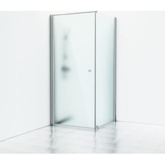 Svedbergs Skoga Brusehjørne Lige/Fast 80x93 Alu Blank/Frostglas