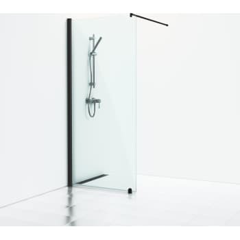 Svedbergs Skoga brusevæg, 70 cm, klart glas, mat sort profil