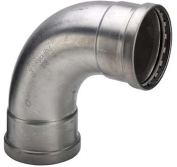 88,9 mm Sanpress Inox bøjning 90°