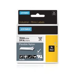 Dymo Rhino nylon tape, sort/hvid, 19 mm