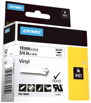 DYMO® Rhino tape 19 mm, sort på hvid