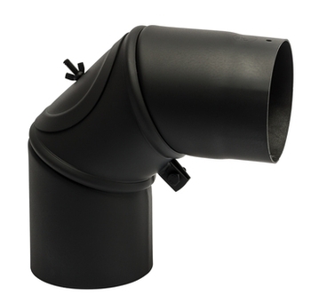 Kierulff 150 mm Metalbestos knærør 90° med smig, med renseklap