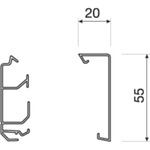 Tehalit Fodlistekanal Bund SL 55 mm Høj SL 200551 (2 mtr)