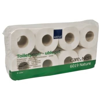 Abena 2-lags toiletpapir hvid - Care-Ness Nature, natur, 100% genbrugspapir - pakke 8 ruller