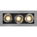 SLV KADUX 3 GU10 downlight, firkantet, børstet alu, maks. 3x50W